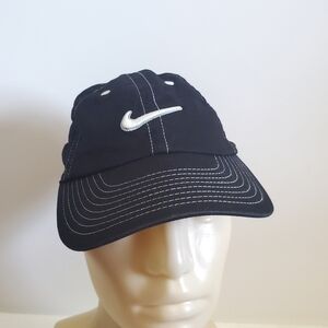 Nike Black White Swoosh Baseball Hat Cap Child Size